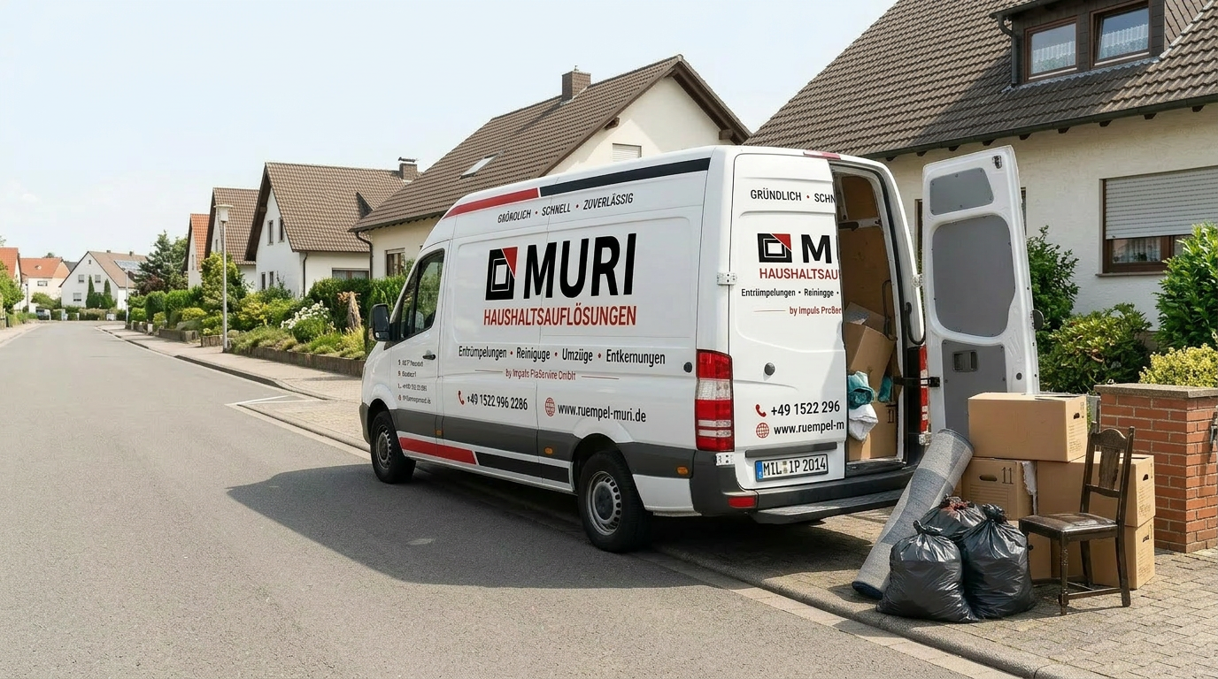 MURI Haushaltsauflösungen – Firmenbus mit Branding im Einsatz